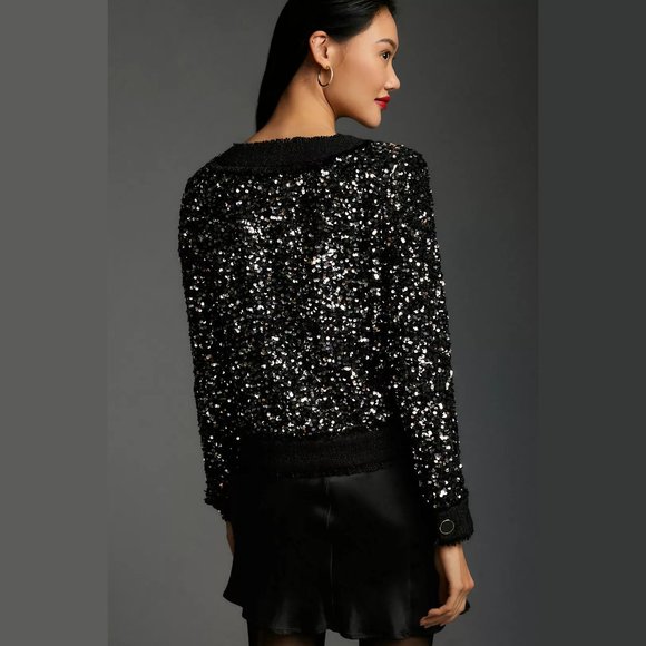 NEW Anthropologie Size M, Sequin Jacket Sequin Jacket - Black - Picture 2 of 4